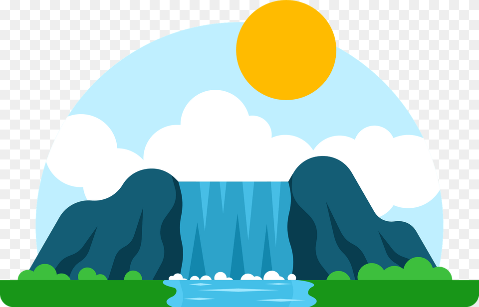 Waterfall In Landscape Scene Clipart, Ice, Nature, Outdoors, Iceberg Png