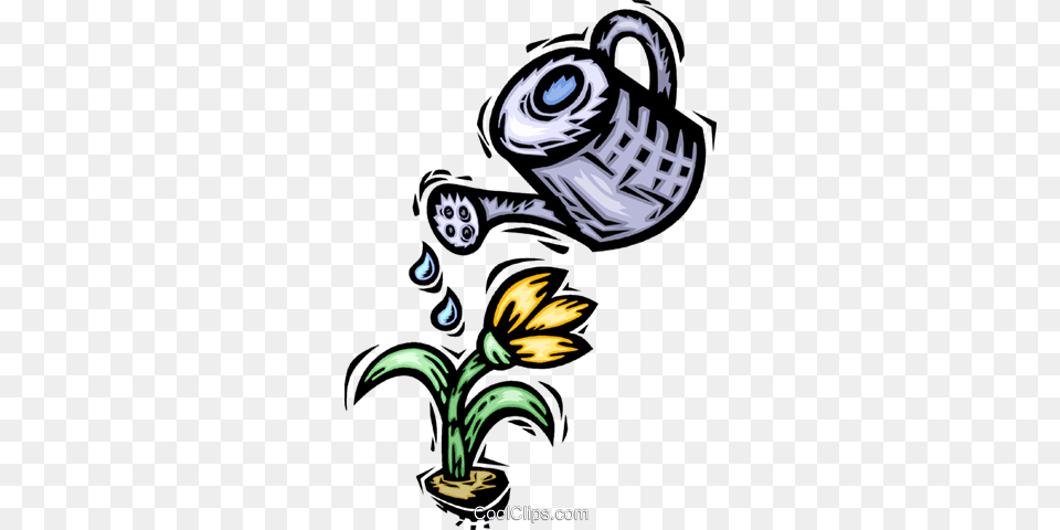 Watering A Flower Royalty Free Vector Clip Art Illustration, Person, Graphics, Tool, Plant Png