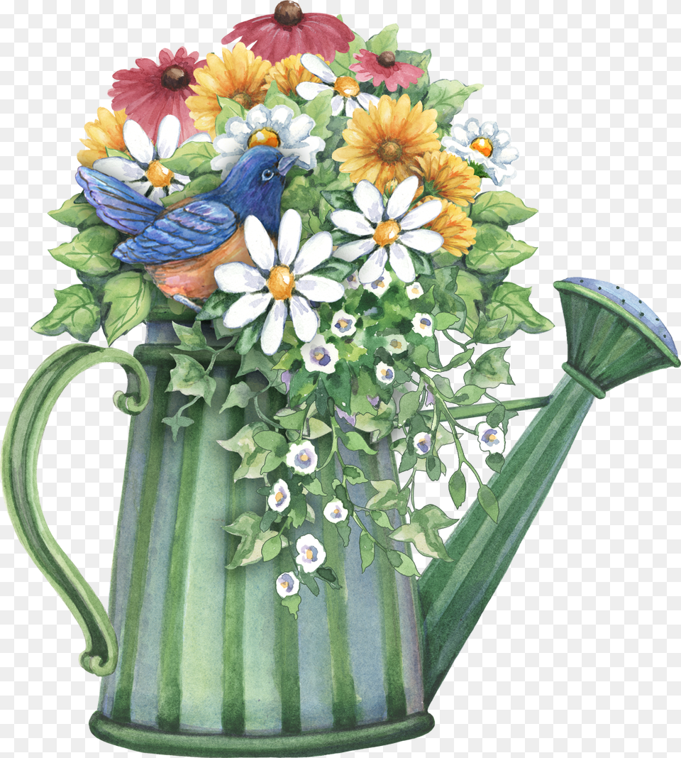 Watering Can With Flowers Clip Art, Flower Bouquet, Plant, Flower, Flower Arrangement Free Png