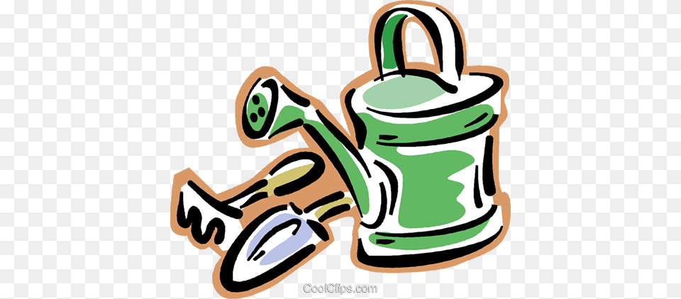Watering Can With Gardening Tools Royalty Vector Clip Art, Tin, Watering Can Png Image