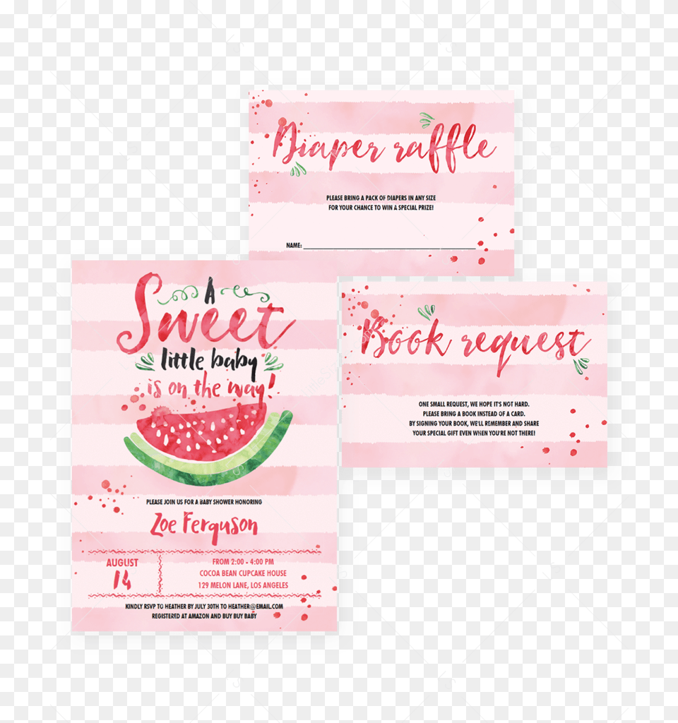 Watermelon Baby Shower Invitation Kit Templates By Bar Soap, Advertisement, Poster, Food, Fruit Free Transparent Png