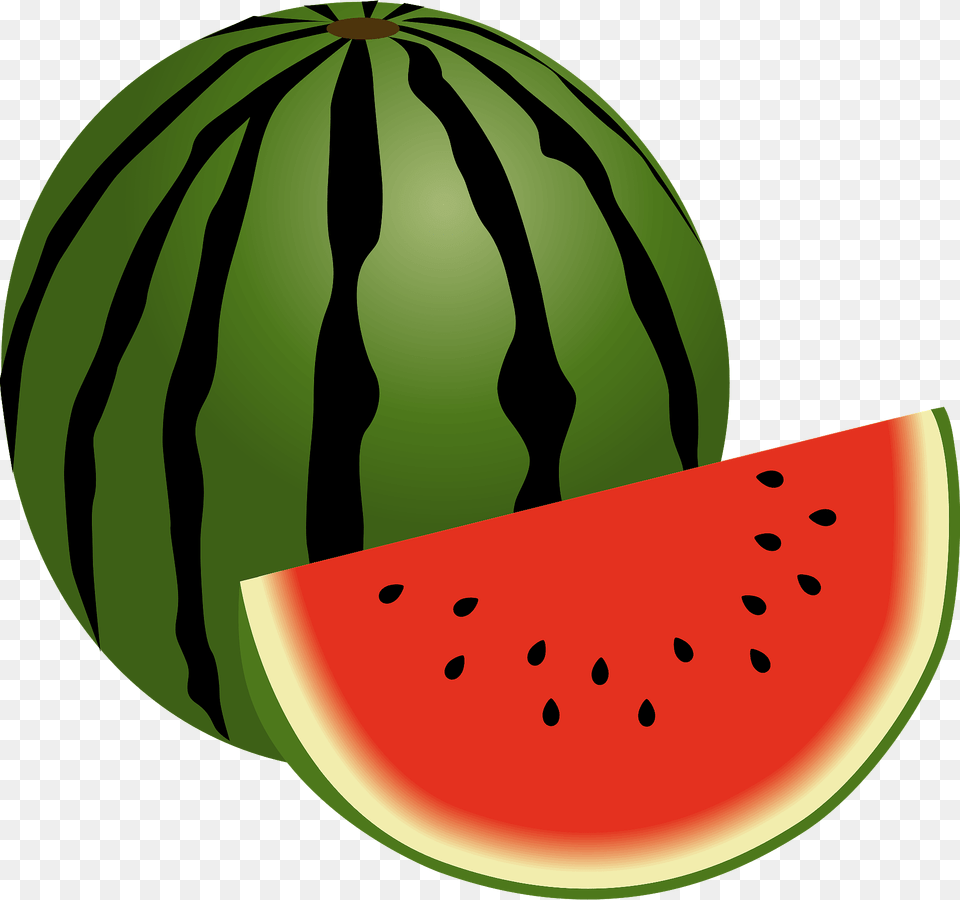 Watermelon Whole And Wedge Clipart, Food, Fruit, Melon, Plant Free Png