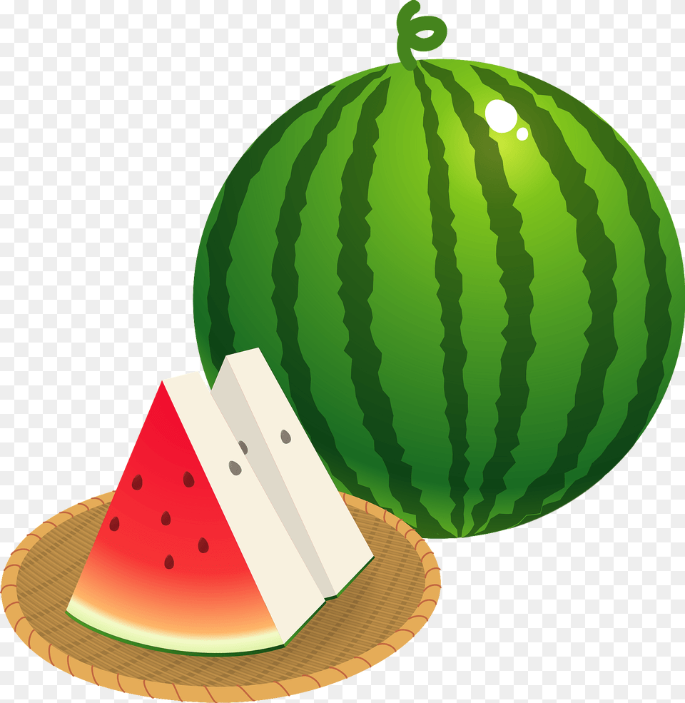 Watermelon Whole And Wedges Clipart, Food, Fruit, Melon, Plant Free Png