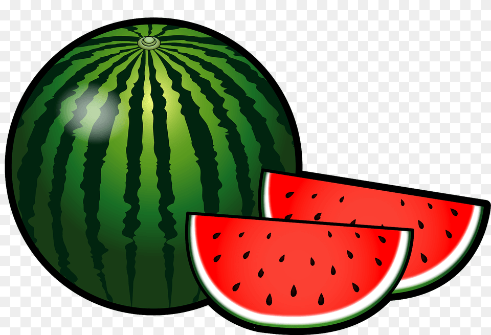 Watermelon Whole And Wedges Clipart, Food, Fruit, Melon, Plant Png