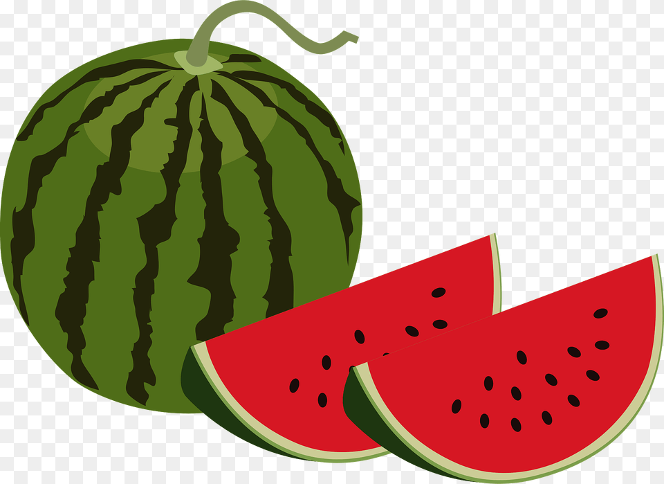 Watermelon Whole And Wedges Clipart, Food, Fruit, Melon, Plant Free Png