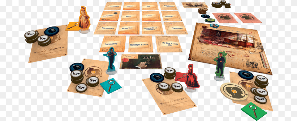 Watson And Holmes Board Game Pieces Asmodee Watson And Holmes, Scissors, Person, Advertisement, Poster Png Image