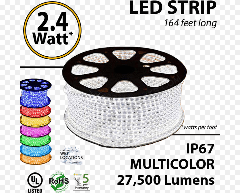 Watt Pfeet Led Strip Ropelight 164 Ft Multicolor Watt Per Foot In Led Tape, Clothing, Hat, Reel Png