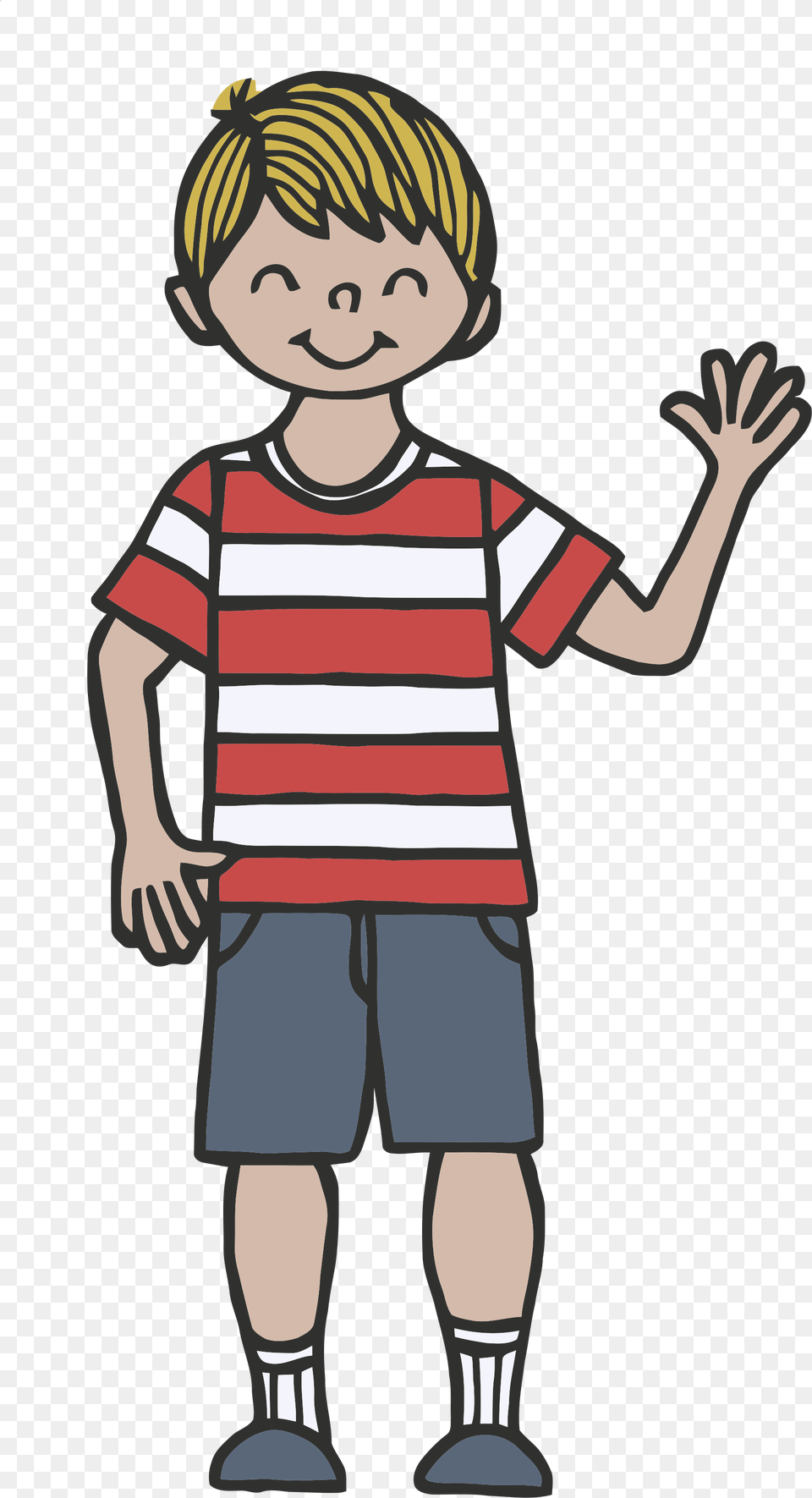 Wave Clipart Kid Waving Clipart, Book, Shorts, Publication, T-shirt Png Image