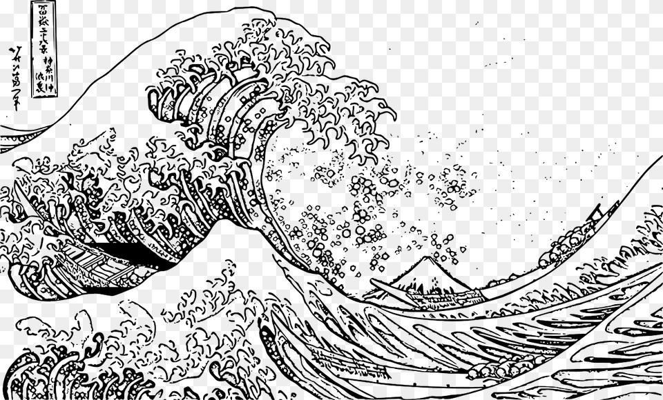 Wave Ocean Water Ocean Black And White, Art, Doodle, Drawing, Floral Design Png Image