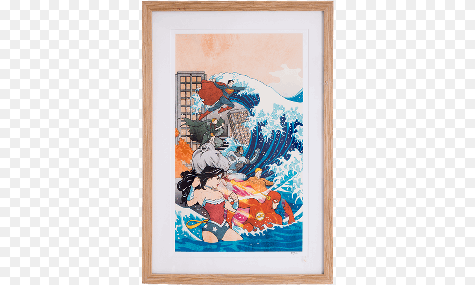 Wave Of Justice Framed Artwork Limited Print Cliff Chiang Justice League, Art, Painting, Adult, Male Png Image