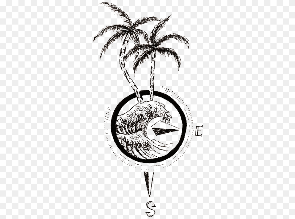 Wave Tattoo Palm Tree And Wave Tattoo, Accessories, Jewelry, Plant Free Png