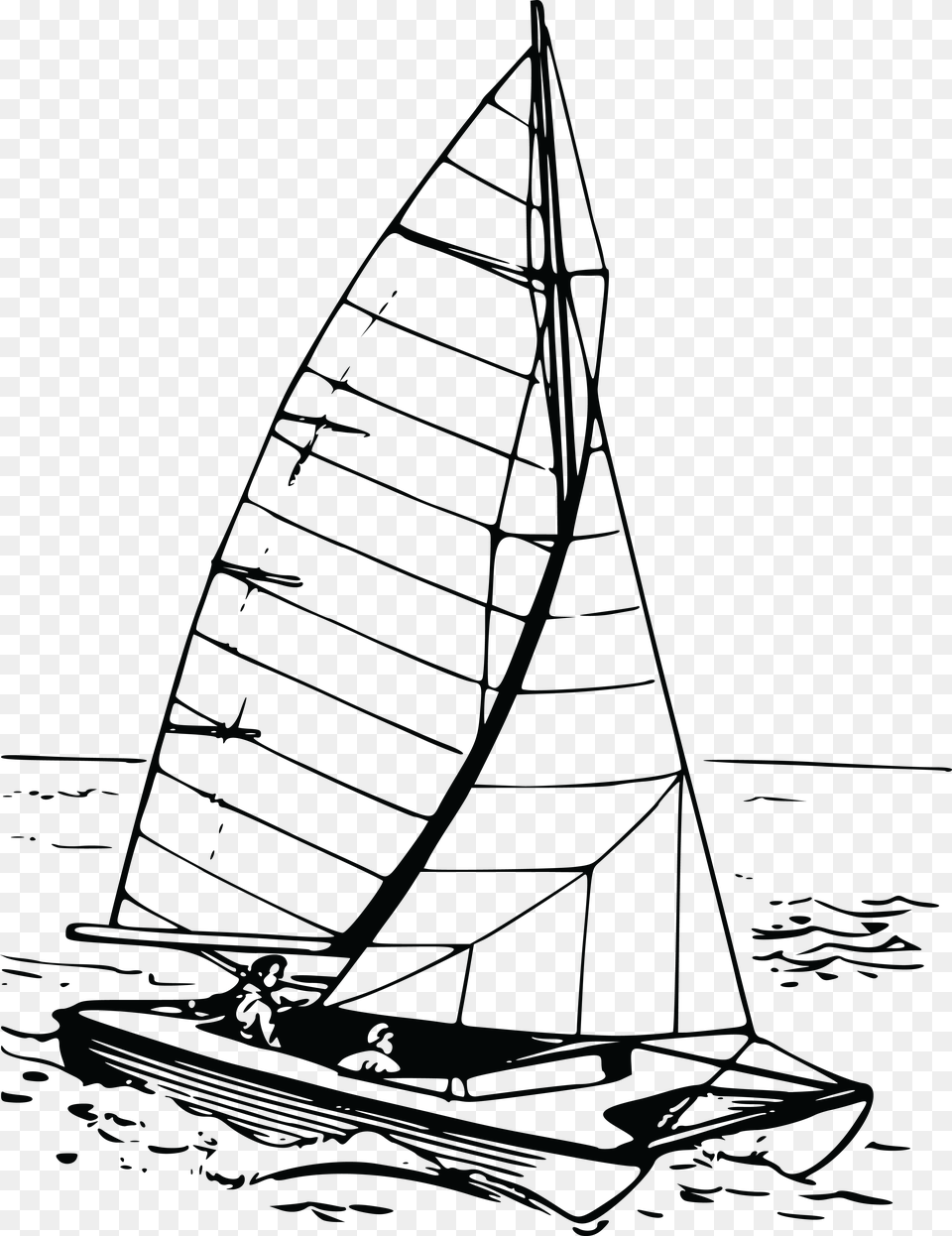 Waves Clipart Sailboat Catamaran Boat Drawing, Transportation, Vehicle, Watercraft, Yacht Png