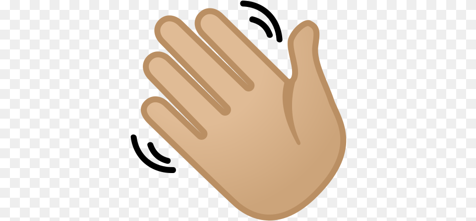 Waving Hand Medium Light Skin Tone Emoji Waving Hand Emoji, Body Part, Clothing, Finger, Glove Png Image