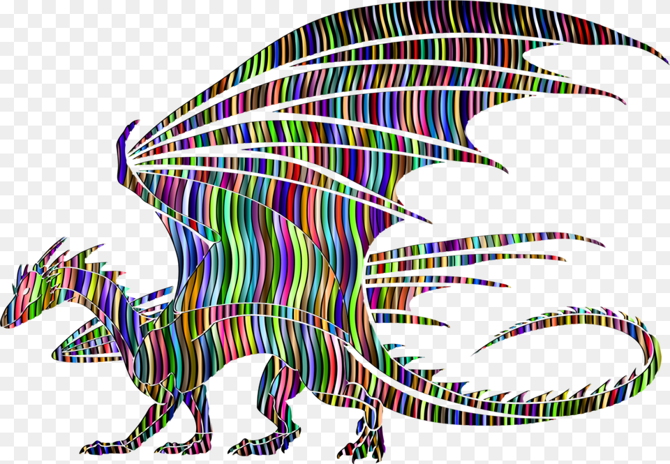 Wavy Prismatic Pattern Dragon Silhouette Svg Black And White Dragon Clipart, Art, Baby, Person Png