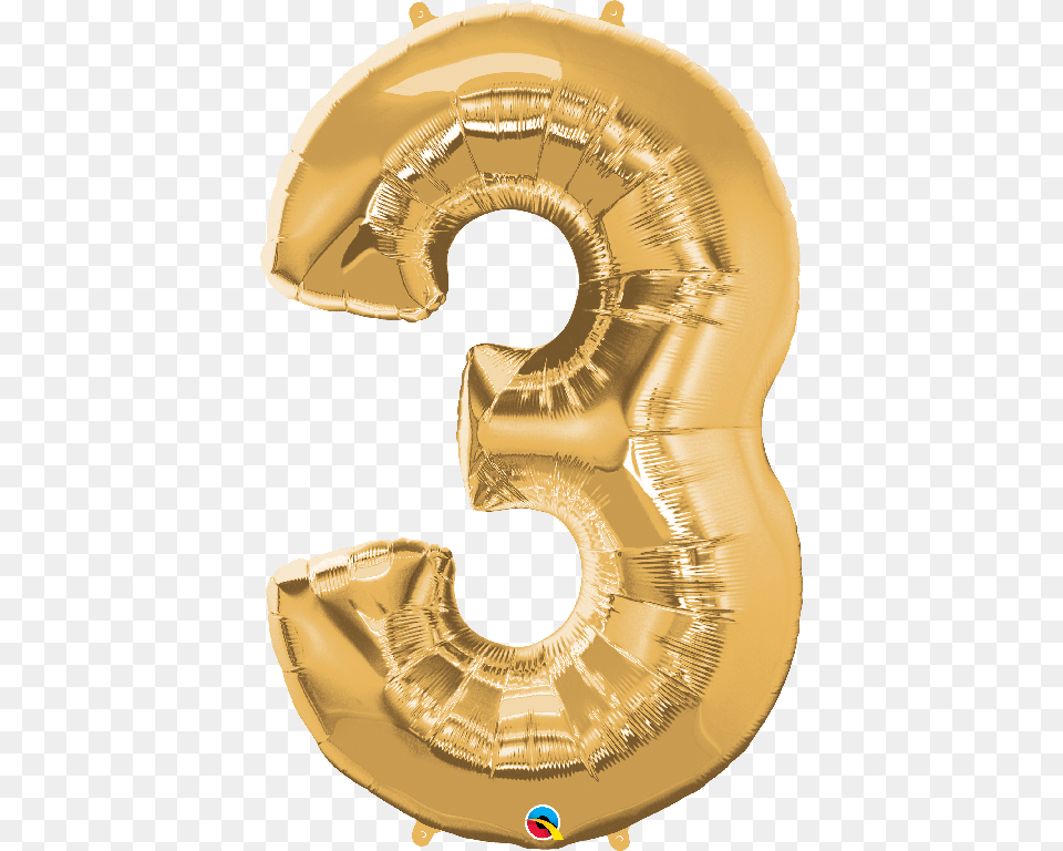 Way To Celebrate 42 Number 3 Gold Foil Balloon Walmartcom Silver Number 3 Balloon, Symbol, Text Free Transparent Png