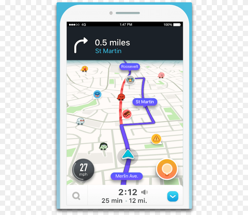 Waze App, Electronics, Gps, Mobile Phone, Phone Free Png Download