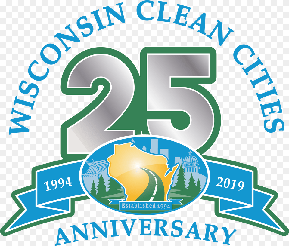 Wcc 25th Anniversary Logo Wisconsin Clean Cities, Symbol, Number, Text Free Transparent Png