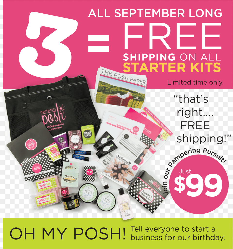 We Are Celebrating Our 3rd Birthday With Perfectly Posh Starter Kit Sale, Advertisement, Poster, Accessories, Bag Png