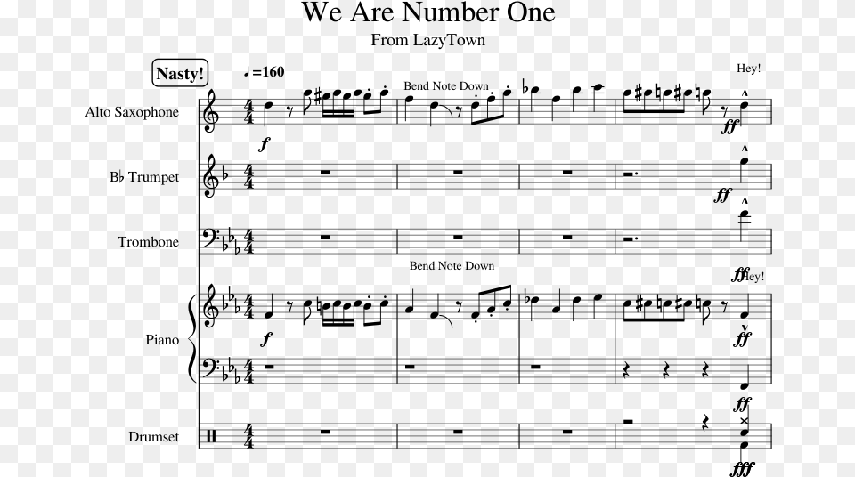 We Are Number One Sheet Music 1 Of 8 Pages Mine Song Lazytown Sheet Music, Gray Free Png