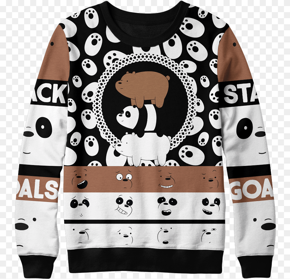 We Bare Bears Christmas Sweater, Sweatshirt, Clothing, Hoodie, Knitwear Free Png