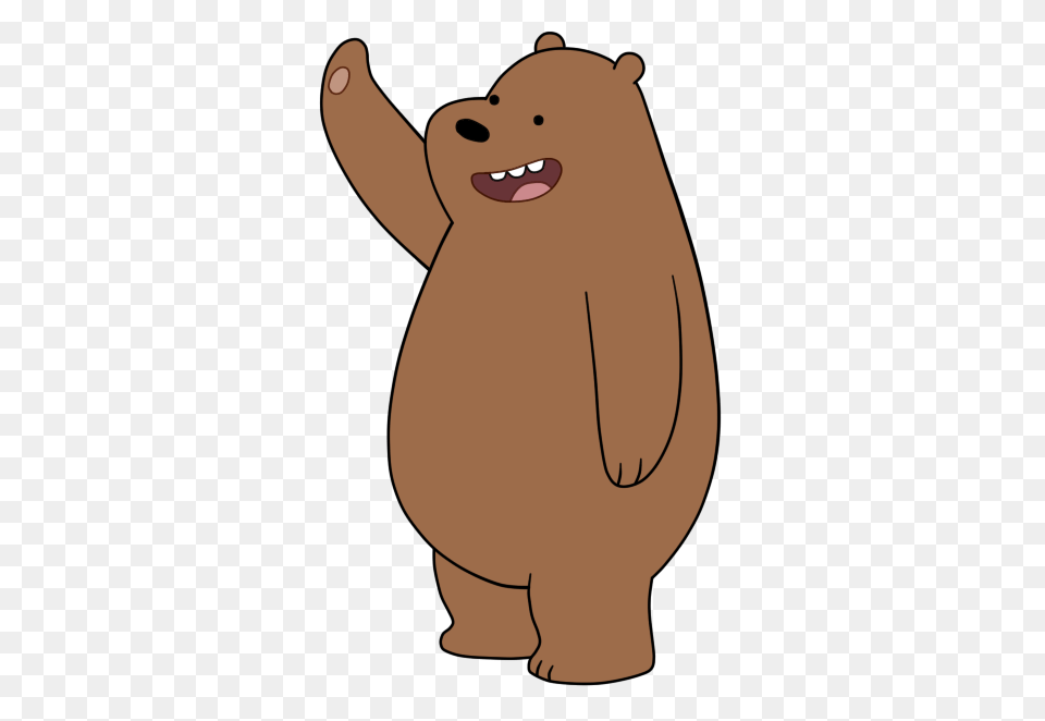 We Bare Bears Grizzly Waving, Cartoon Png Image