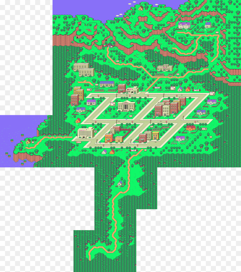 We Begin Anew Like A Phoenix From The Ashes Archive Earthbound Onett Map, Neighborhood, City, Urban, Terminal Png
