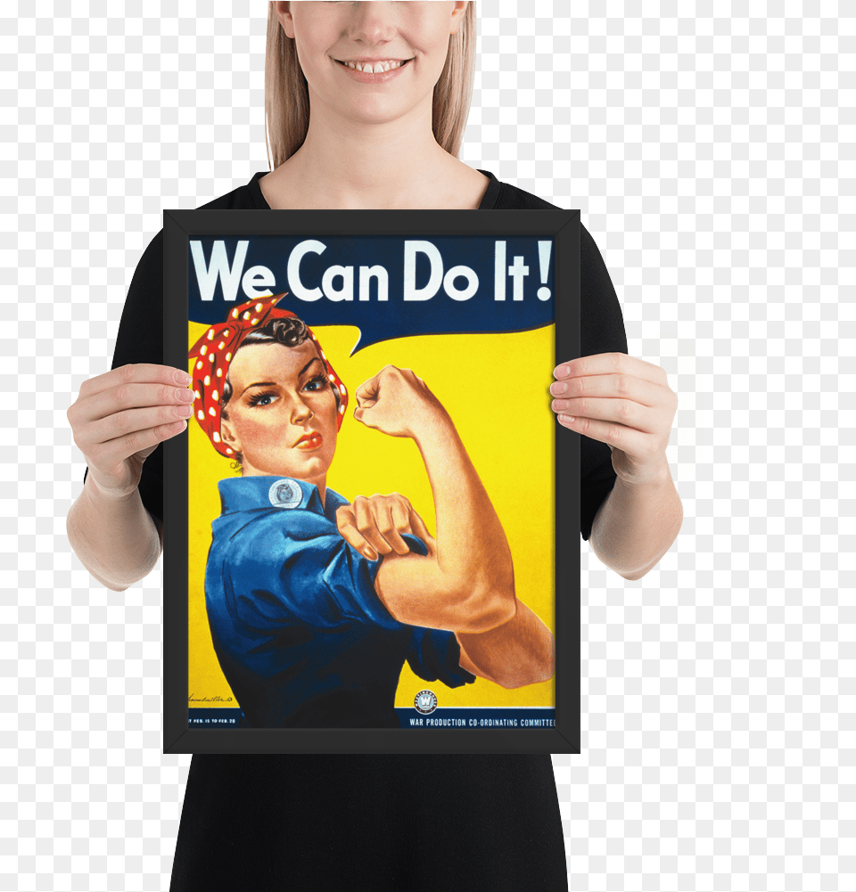 We Can Do It Classic Framed Wwii Propaganda Poster Warrior, T-shirt, Body Part, Clothing, Person Png