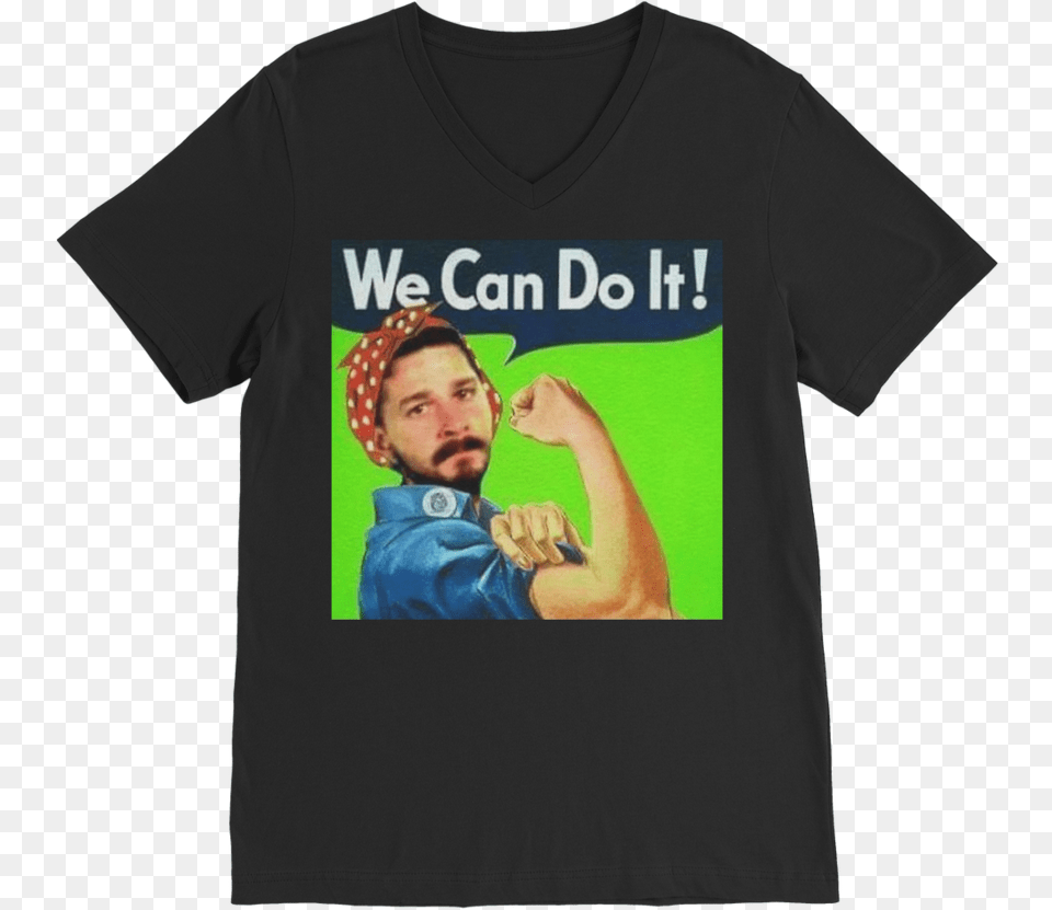 We Can Do It Meme Classic V Neck T Shirtclass Lazyload Shia Labeouf We Can Do, Clothing, T-shirt, Adult, Male Free Png Download