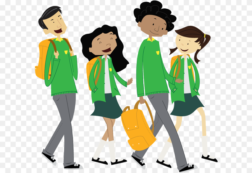 We Have To Walk To School Because We Want To Make Our Cartoon, Walking, Person, Boy, Child Free Transparent Png