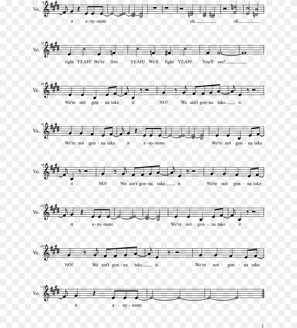 We Re Not Gonna Take It Sheet Music Composed By Twisted Lord Of The Rings Clarinet Sheet Music, Gray Png