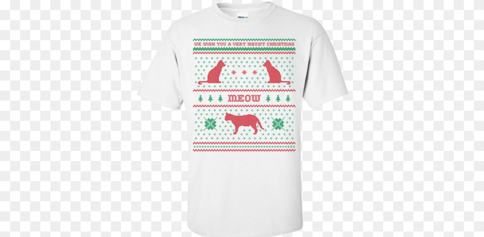 We Wish You A Meowy Christmas Christmas Day, Clothing, T-shirt, Shirt Free Transparent Png