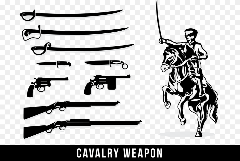Weapon Cavalry Soldier Silhouette Cavalry Weapon, Architecture, Building, Hospital, Gun Free Transparent Png