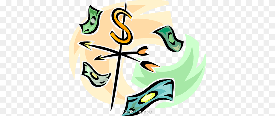 Weather Vane With Dollar Bills Royalty Vector Clip Art, Person, Electronics, Hardware, Weapon Png