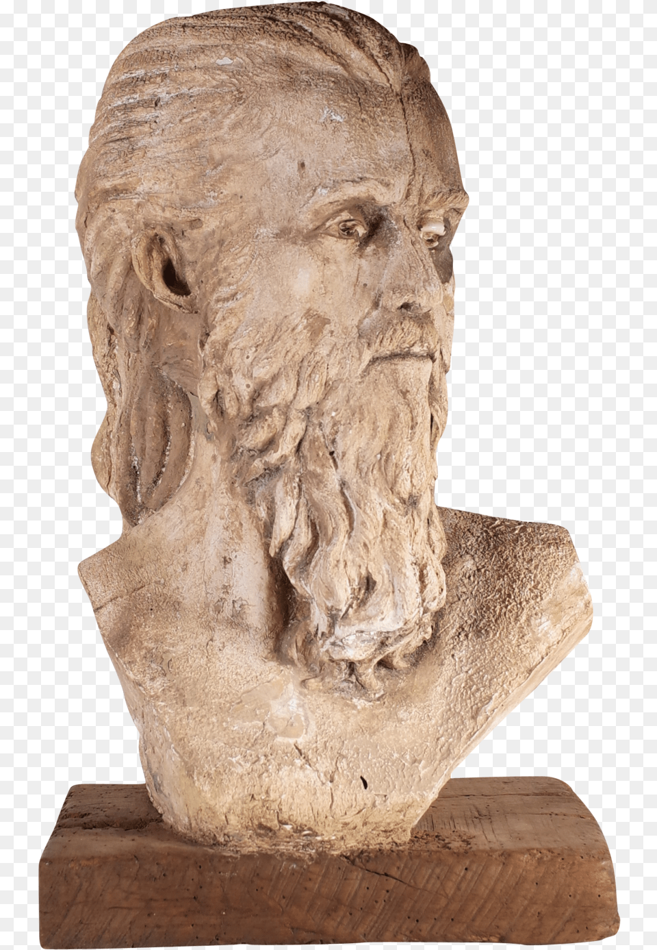 Weathered Plaster And Composite Contemporary Bust Of Carving, Archaeology, Art, Adult, Person Png Image