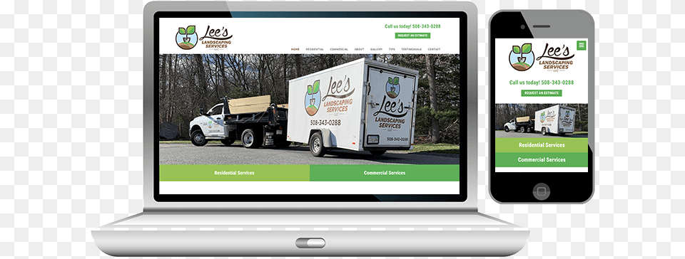 Website Design For Landscaping Business Online Advertising, Transportation, Truck, Vehicle, Computer Free Png Download