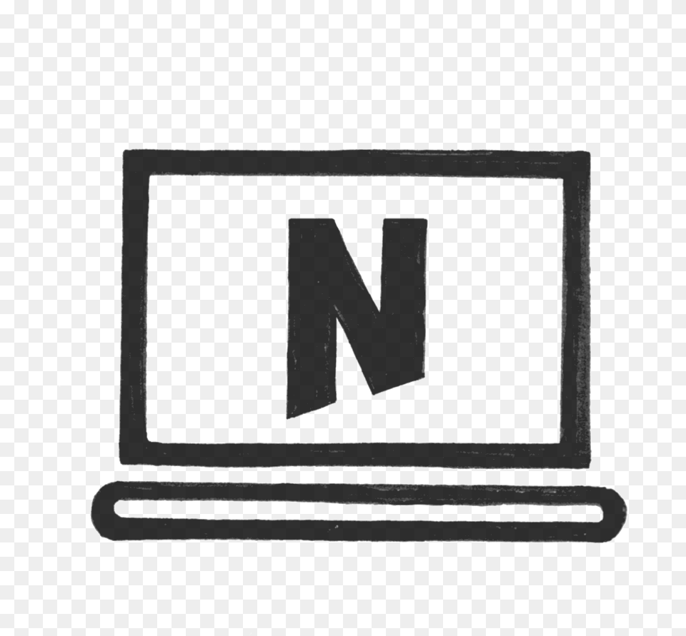 Website Netflix Icon Transparent Transparent Netflix Icon Black And White, Symbol, Text, Blackboard Png
