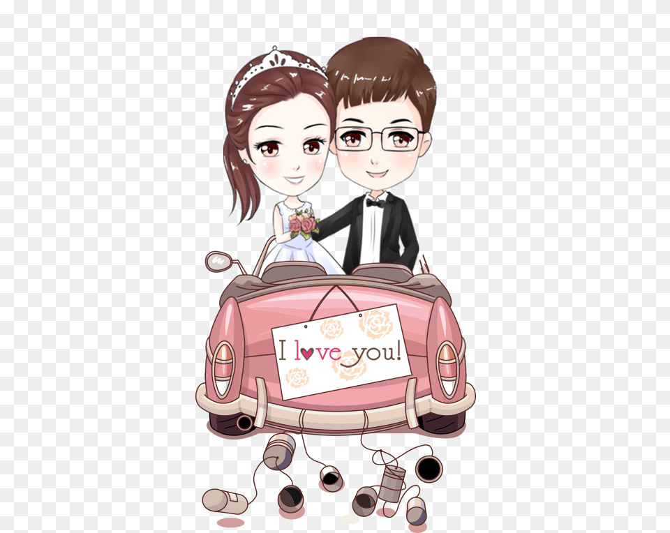 Wedding Art Just Married Wedding Car Vippng Just Married Car Cartoon, Book, Publication, Comics, Baby Free Transparent Png