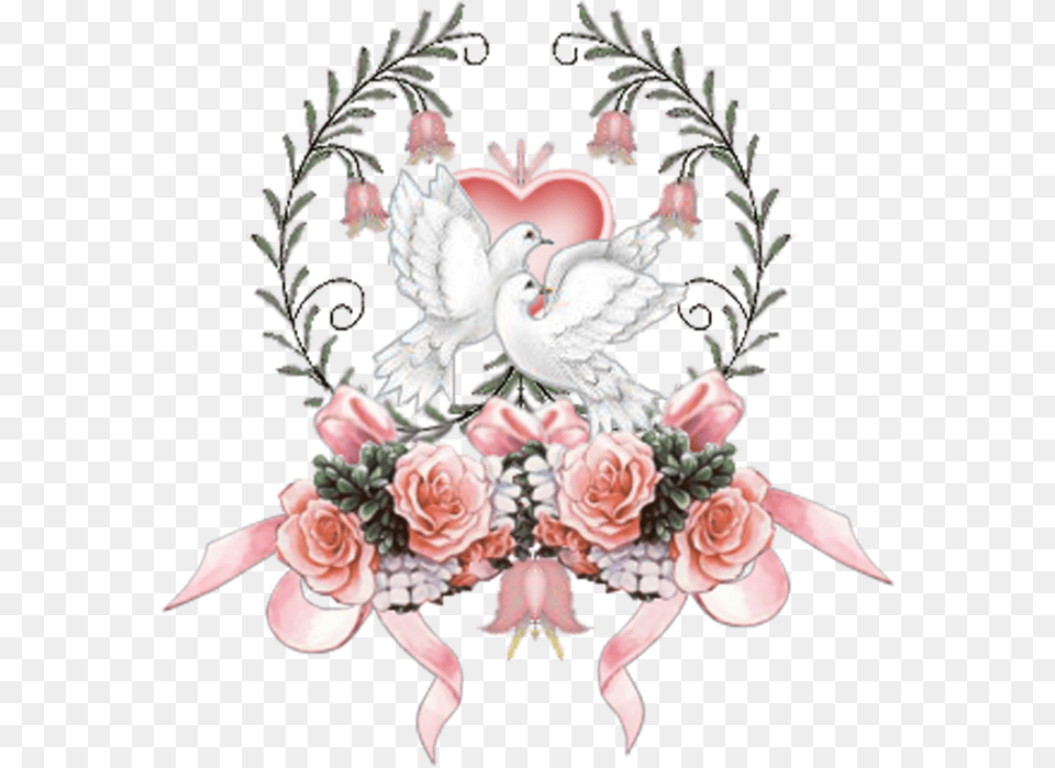 Wedding Bells Download Wedding Bells And Doves, Flower Arrangement, Plant, Pattern, Flower Bouquet Png Image