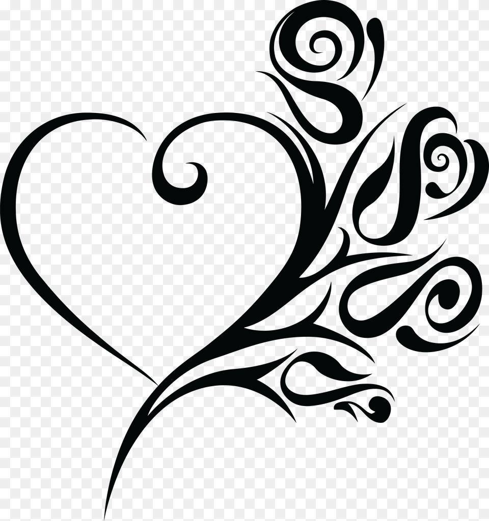 Wedding Black And White Wedding Heart Clipart Black And White, Art, Floral Design, Graphics, Pattern Png Image