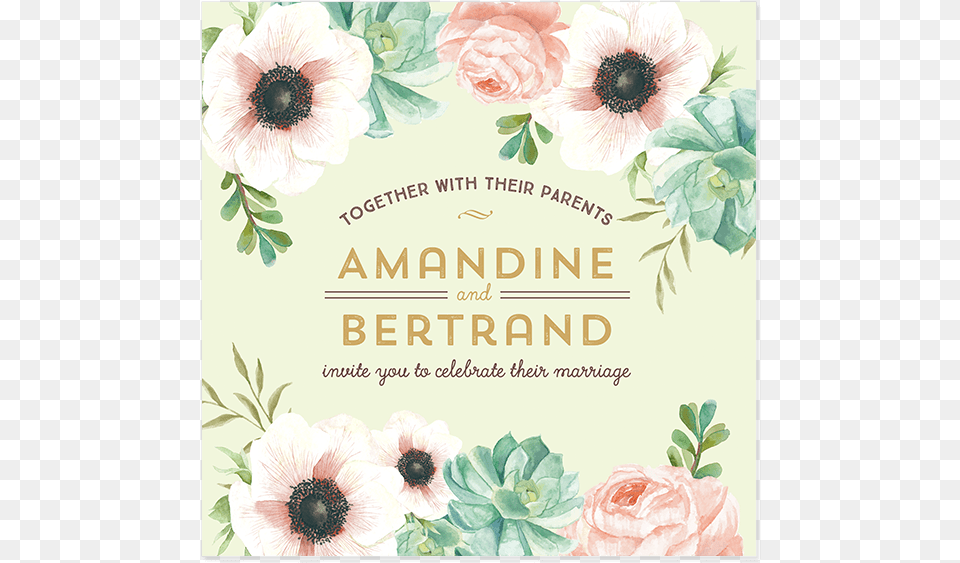 Wedding Bouquet Bespoke Invitation With Watercolor Personalised Botanical Wedding Invitation, Advertisement, Poster, Plant, Flower Free Png