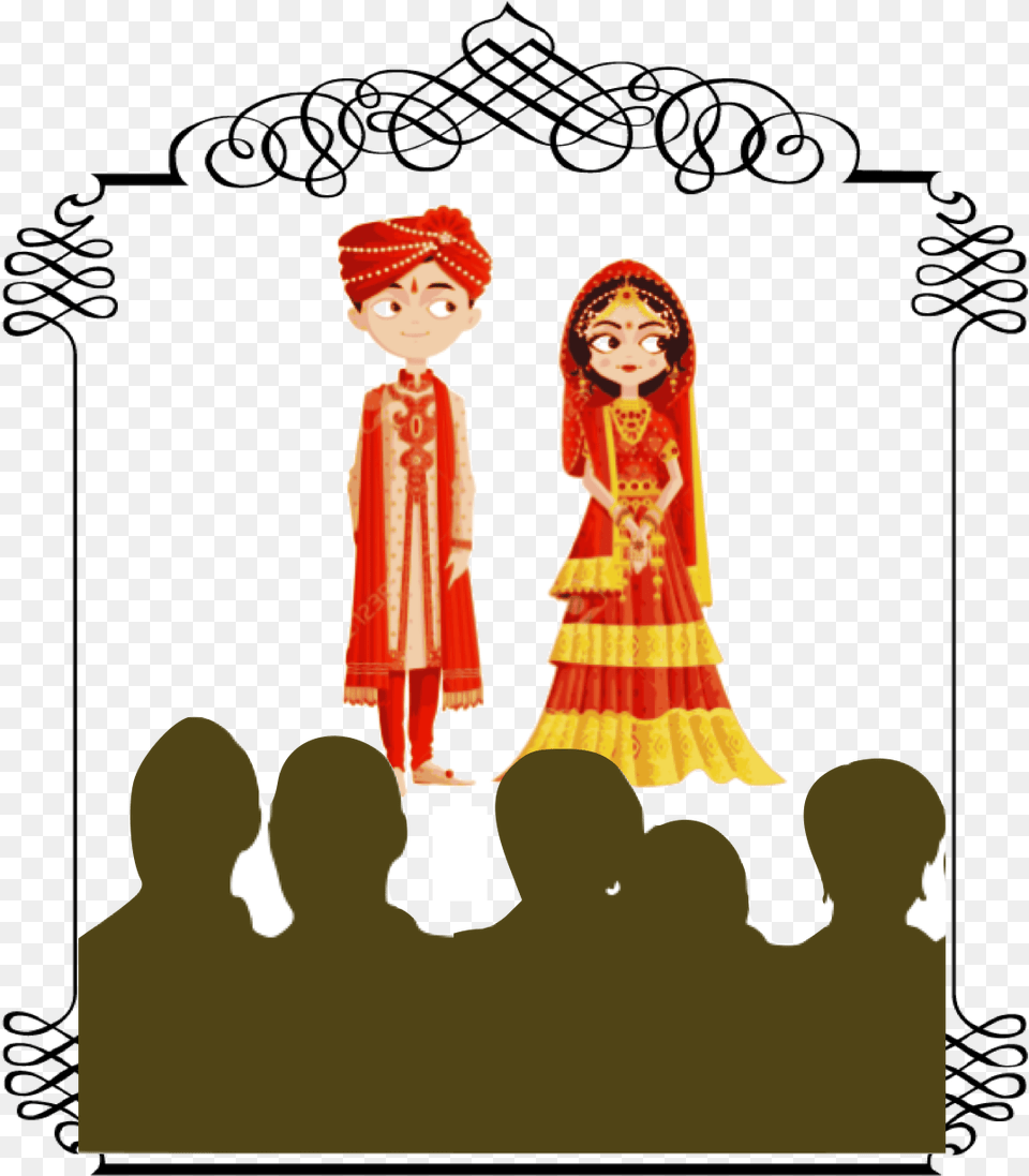 Wedding Bride And Groom Cartoon India Clipart Indian Wedding Reception, Clothing, Dress, Baby, Person Free Transparent Png