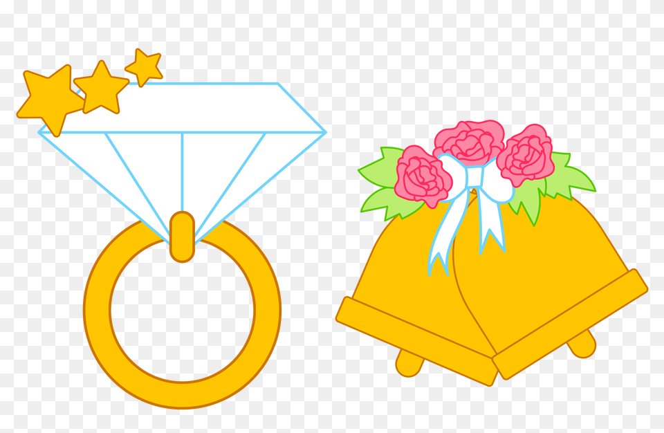 Wedding Cake Clipart Bells And Ring, Leaf, Plant, Flower, Bulldozer Png Image