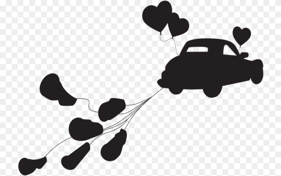 Wedding Car Just Married Silhouette Just Married Car, Flower, Plant, Stencil, Art Free Transparent Png