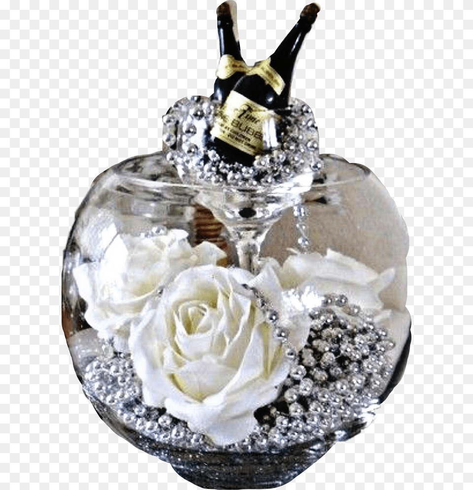 Wedding Centerpiece Valentinesday Roses Champagne Fishbowl Wedding Centerpieces, Rose, Plant, Flower, Glass Free Transparent Png