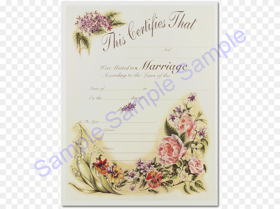 Wedding Certificate Vintage Floral Fill Out A Marriage Certificate Ulc, Art, Pattern, Mail, Greeting Card Free Png Download