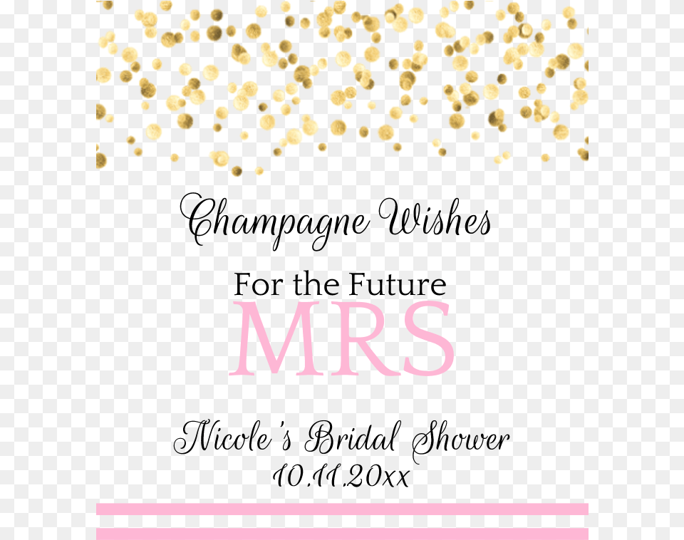 Wedding Champagne Label Gold Confetti, Paper Png Image