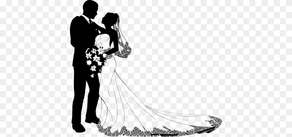 Wedding Clipartprintable Bride And Groom Silhouette Modern Wedding Couple Silhouette, Gray Free Transparent Png