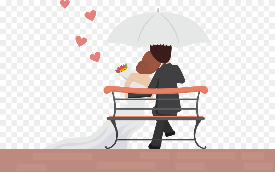Wedding Couple Cartoon Good Morning Purusha, Bench, Furniture, Person, Sitting Png