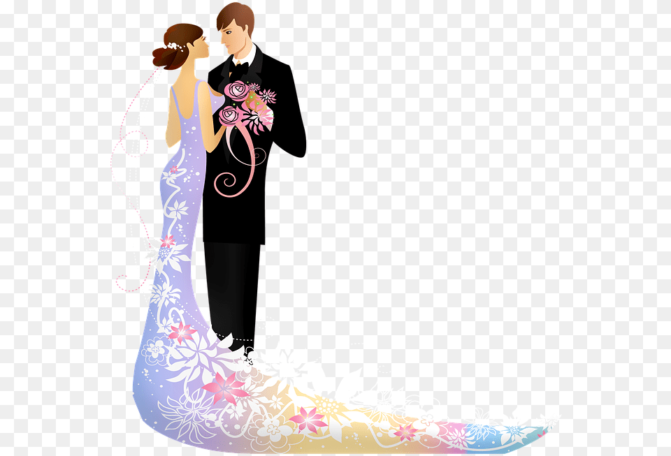 Wedding Couple Man And Wife New Year Wishes 2020 For Husband, Formal Wear, Gown, Floral Design, Graphics Png Image