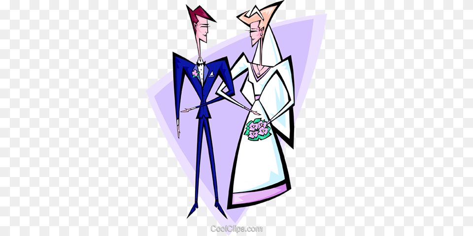 Wedding Couple Royalty Free Vector Clip Art Illustration, Person, People, Clothing, Dress Png Image